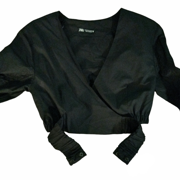 NWOT | Zara Cropped Wrap Top with Slit Kimono Sleeve. - Picture 3 of 7